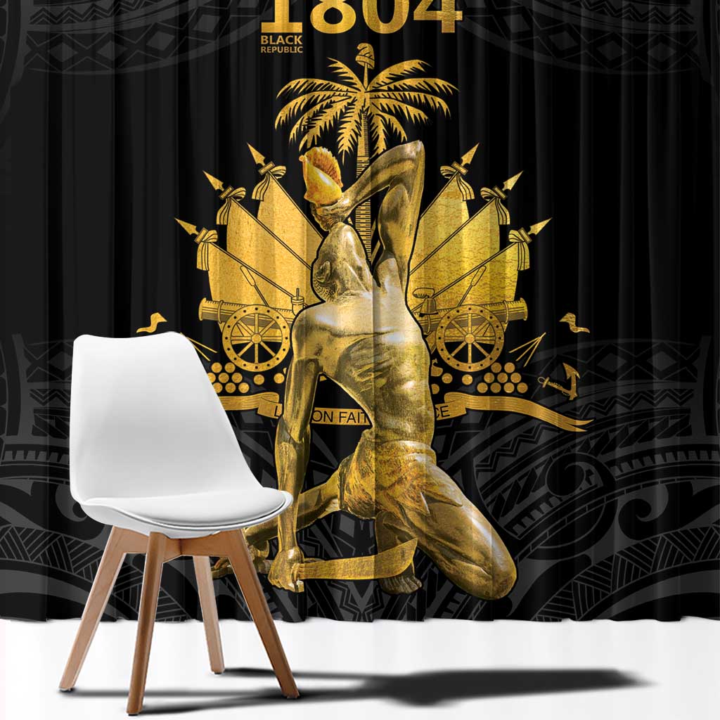 Haitian Negre Marron 1804 Window Curtain Black Polynesian Pattern - Wonder Print Shop