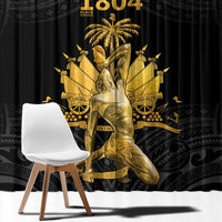 Haitian Negre Marron 1804 Window Curtain Black Polynesian Pattern - Wonder Print Shop