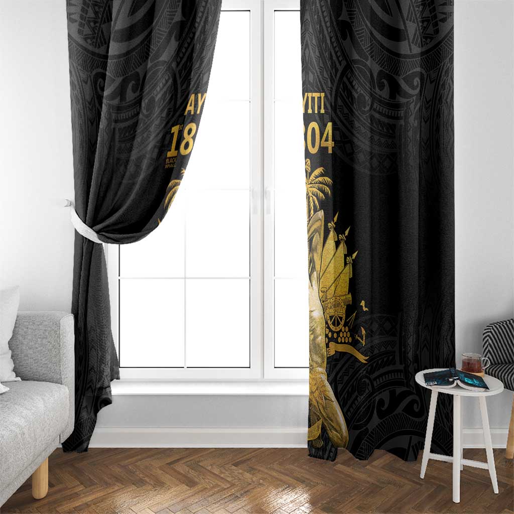 Haitian Negre Marron 1804 Window Curtain Black Polynesian Pattern - Wonder Print Shop