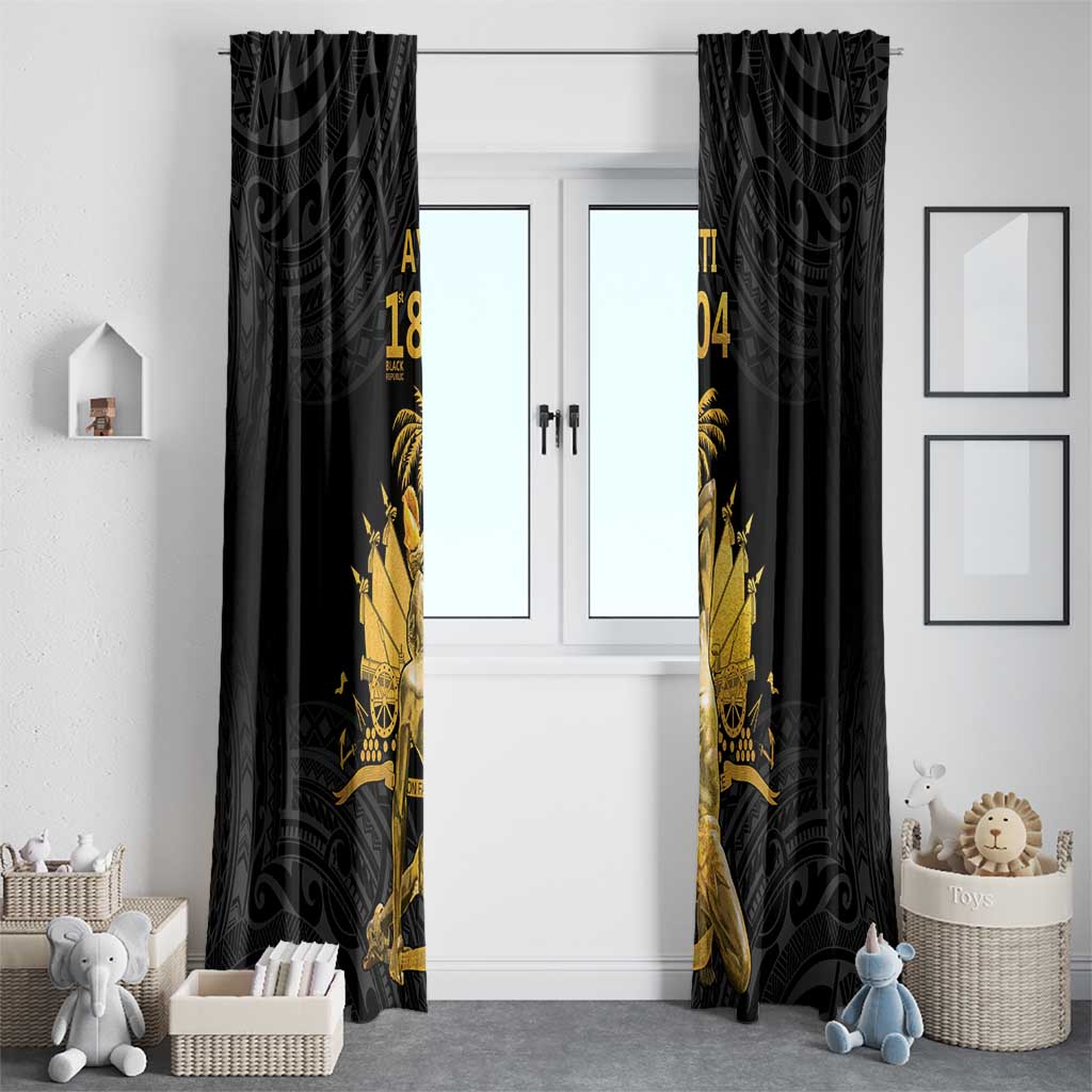 Haitian Negre Marron 1804 Window Curtain Black Polynesian Pattern - Wonder Print Shop