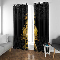 Haitian Negre Marron 1804 Window Curtain Black Polynesian Pattern - Wonder Print Shop