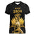 Haitian Negre Marron 1804 Women V-Neck T-Shirt Black Polynesian Pattern - Wonder Print Shop