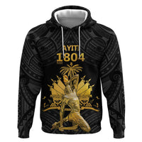 Haitian Negre Marron 1804 Zip Hoodie Black Polynesian Pattern - Wonder Print Shop