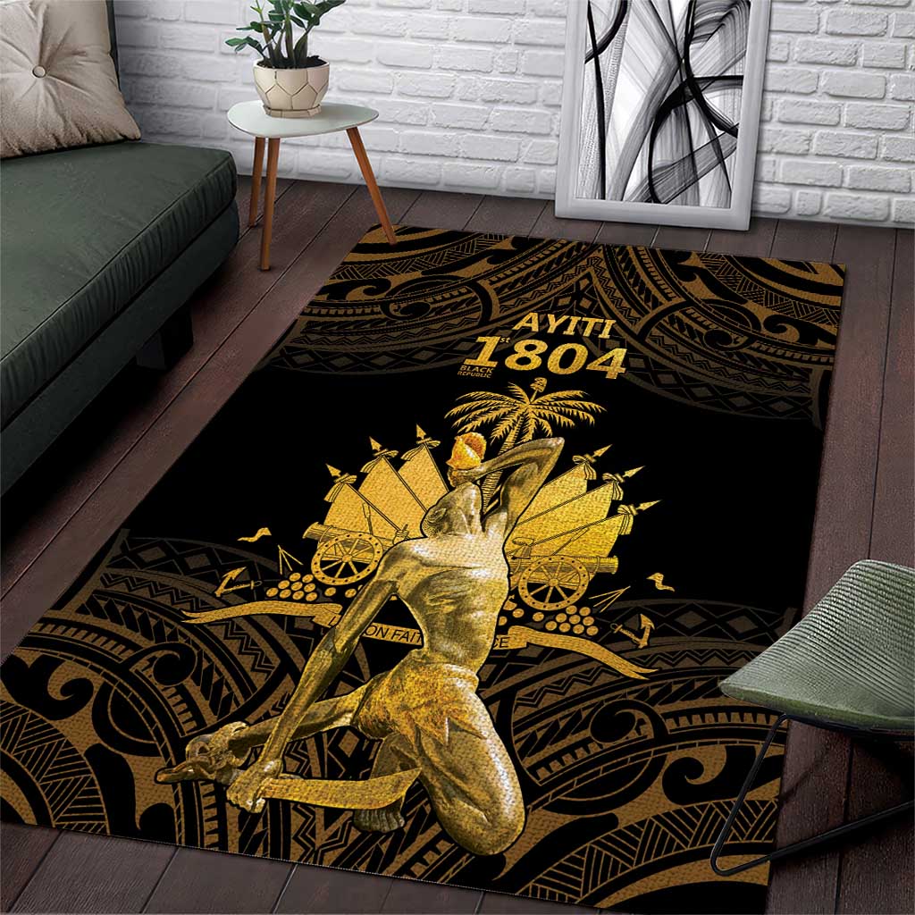 Haitian Negre Marron 1804 Area Rug Gold Polynesian Pattern LT9 - Wonder Print Shop