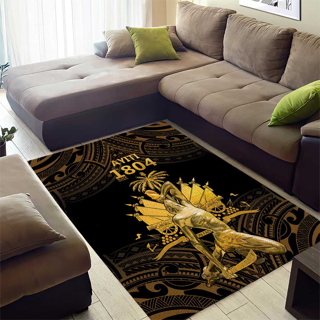 Haitian Negre Marron 1804 Area Rug Gold Polynesian Pattern LT9 - Wonder Print Shop