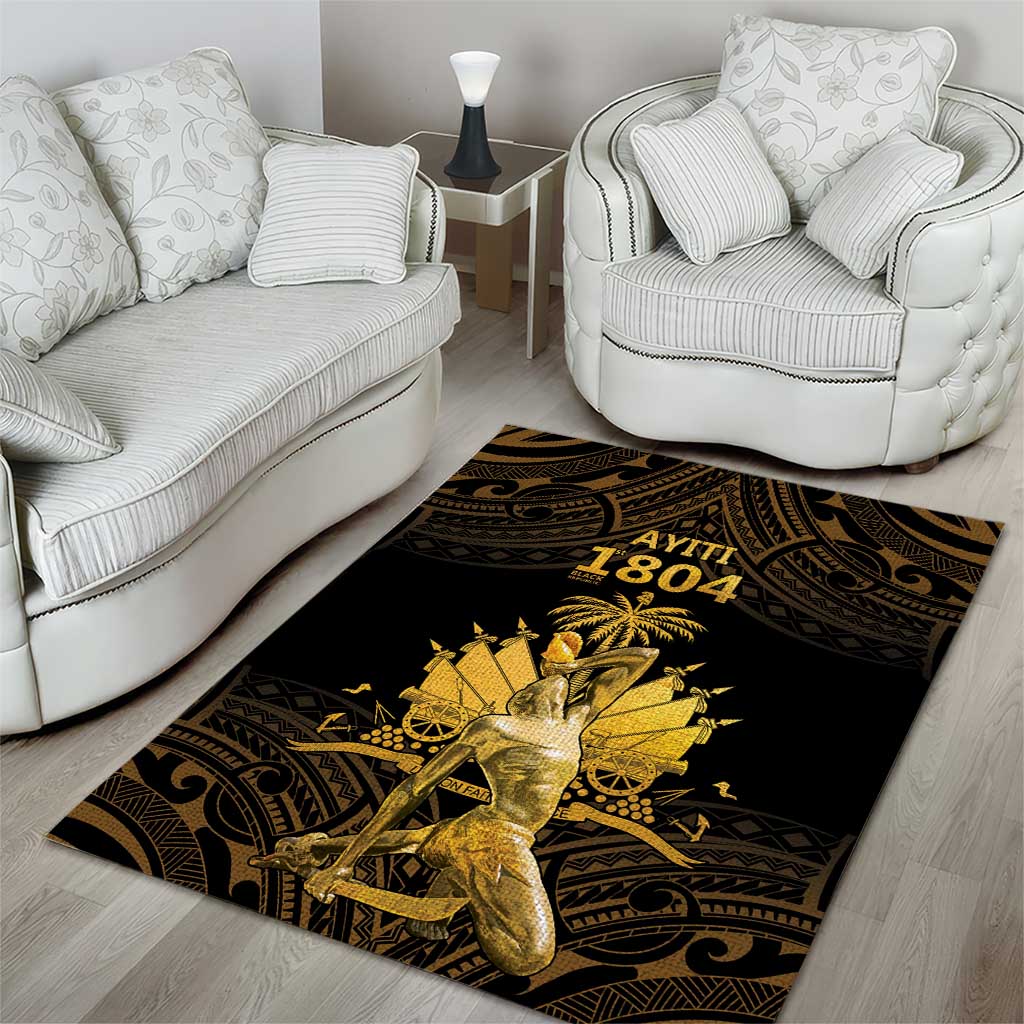 Haitian Negre Marron 1804 Area Rug Gold Polynesian Pattern LT9 - Wonder Print Shop