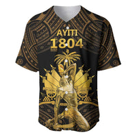 Haitian Negre Marron 1804 Baseball Jersey Gold Polynesian Pattern LT9 - Wonder Print Shop
