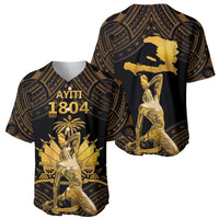 Haitian Negre Marron 1804 Baseball Jersey Gold Polynesian Pattern LT9 - Wonder Print Shop