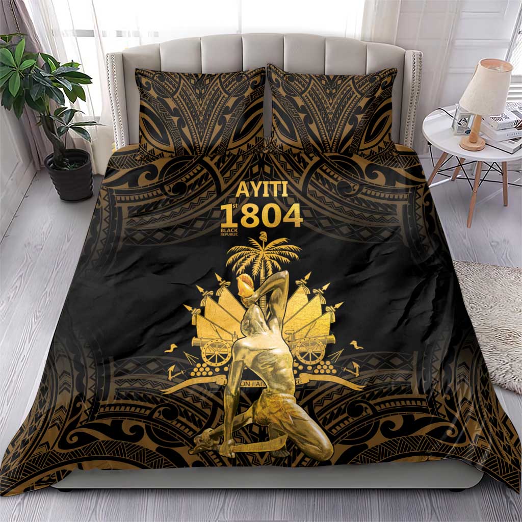 Haitian Negre Marron 1804 Bedding Set Gold Polynesian Pattern LT9 - Wonder Print Shop