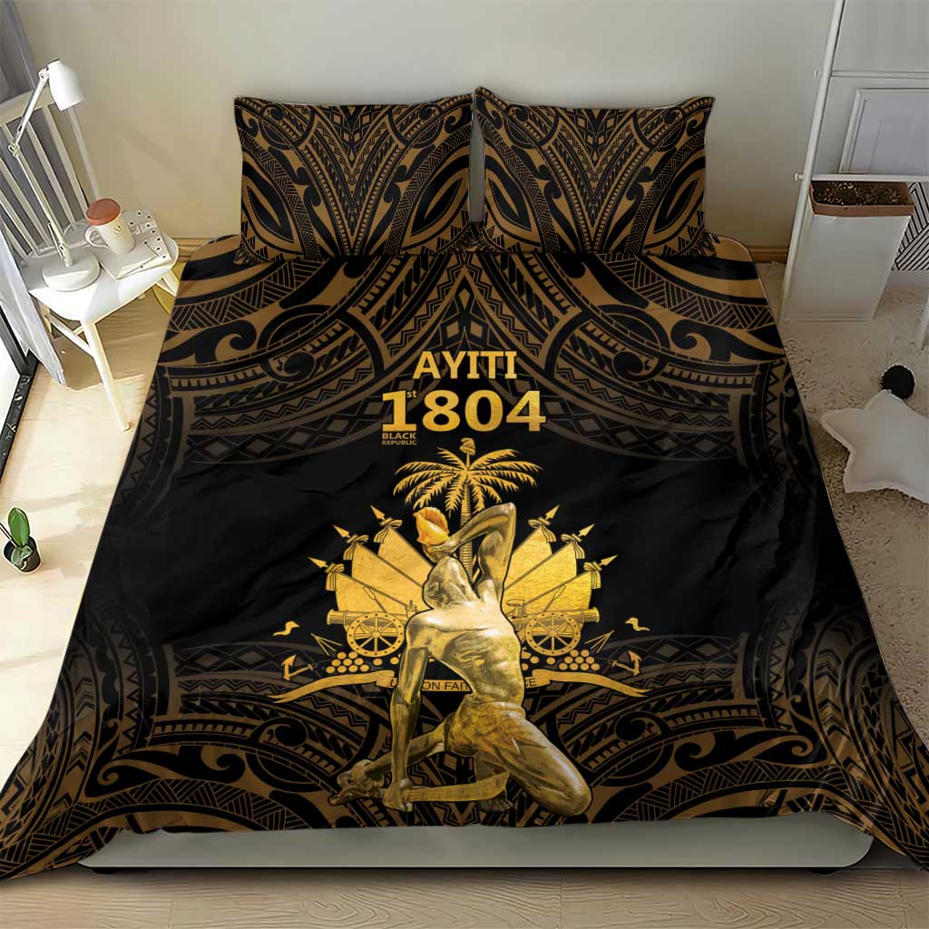 Haitian Negre Marron 1804 Bedding Set Gold Polynesian Pattern LT9 - Wonder Print Shop