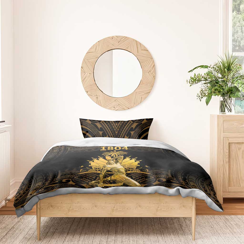 Haitian Negre Marron 1804 Bedding Set Gold Polynesian Pattern LT9 - Wonder Print Shop