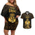 Haitian Negre Marron 1804 Couples Matching Off Shoulder Short Dress and Hawaiian Shirt Gold Polynesian Pattern LT9 - Wonder Print Shop