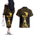 Haitian Negre Marron 1804 Couples Matching Off The Shoulder Long Sleeve Dress and Hawaiian Shirt Gold Polynesian Pattern LT9 - Wonder Print Shop