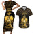 Haitian Negre Marron 1804 Couples Matching Short Sleeve Bodycon Dress and Hawaiian Shirt Gold Polynesian Pattern LT9 - Wonder Print Shop