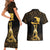 Haitian Negre Marron 1804 Couples Matching Short Sleeve Bodycon Dress and Hawaiian Shirt Gold Polynesian Pattern LT9 - Wonder Print Shop