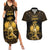 Haitian Negre Marron 1804 Couples Matching Summer Maxi Dress and Hawaiian Shirt Gold Polynesian Pattern LT9 - Wonder Print Shop
