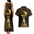 Haitian Negre Marron 1804 Couples Matching Tank Maxi Dress and Hawaiian Shirt Gold Polynesian Pattern LT9 - Wonder Print Shop