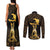 Haitian Negre Marron 1804 Couples Matching Tank Maxi Dress and Long Sleeve Button Shirt Gold Polynesian Pattern LT9 - Wonder Print Shop