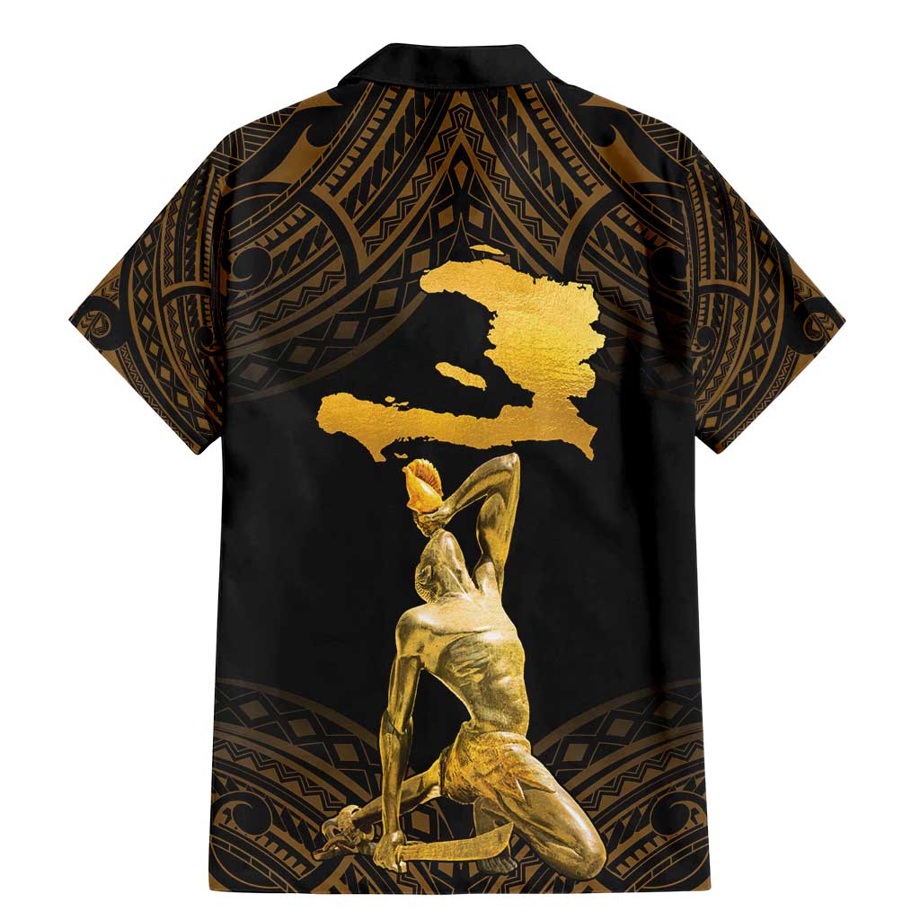 Haitian Negre Marron 1804 Family Matching Mermaid Dress and Hawaiian Shirt Gold Polynesian Pattern LT9 - Wonder Print Shop