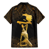 Haitian Negre Marron 1804 Family Matching Mermaid Dress and Hawaiian Shirt Gold Polynesian Pattern LT9 - Wonder Print Shop