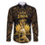 Haitian Negre Marron 1804 Family Matching Off The Shoulder Long Sleeve Dress and Hawaiian Shirt Gold Polynesian Pattern - Wonder Print Shop
