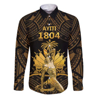 Haitian Negre Marron 1804 Family Matching Tank Maxi Dress and Hawaiian Shirt Gold Polynesian Pattern - Wonder Print Shop