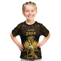 Haitian Negre Marron 1804 Kid T Shirt Gold Polynesian Pattern - Wonder Print Shop
