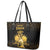 Haitian Negre Marron 1804 Leather Tote Bag Gold Polynesian Pattern - Wonder Print Shop