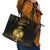 Haitian Negre Marron 1804 Leather Tote Bag Gold Polynesian Pattern - Wonder Print Shop