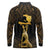 Haitian Negre Marron 1804 Long Sleeve Polo Shirt Gold Polynesian Pattern - Wonder Print Shop