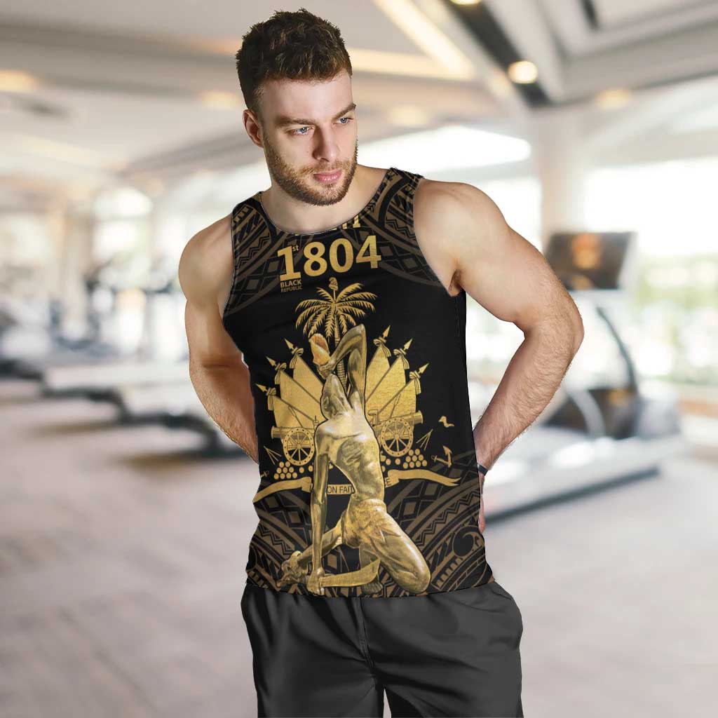Haitian Negre Marron 1804 Men Tank Top Gold Polynesian Pattern - Wonder Print Shop