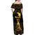 Haitian Negre Marron 1804 Off Shoulder Maxi Dress Gold Polynesian Pattern - Wonder Print Shop