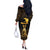Haitian Negre Marron 1804 Off The Shoulder Long Sleeve Dress Gold Polynesian Pattern - Wonder Print Shop