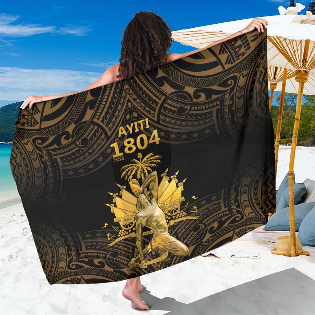 Haitian Negre Marron 1804 Sarong Gold Polynesian Pattern - Wonder Print Shop