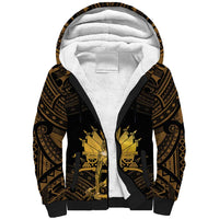 Haitian Negre Marron 1804 Sherpa Hoodie Gold Polynesian Pattern - Wonder Print Shop