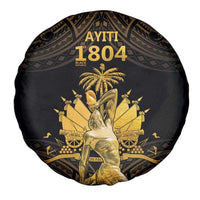 Haitian Negre Marron 1804 Spare Tire Cover Gold Polynesian Pattern - Wonder Print Shop