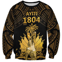 Haitian Negre Marron 1804 Sweatshirt Gold Polynesian Pattern - Wonder Print Shop