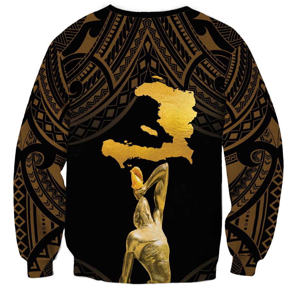 Haitian Negre Marron 1804 Sweatshirt Gold Polynesian Pattern - Wonder Print Shop