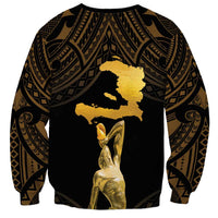 Haitian Negre Marron 1804 Sweatshirt Gold Polynesian Pattern - Wonder Print Shop