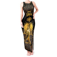 Haitian Negre Marron 1804 Tank Maxi Dress Gold Polynesian Pattern - Wonder Print Shop