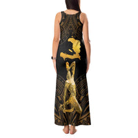 Haitian Negre Marron 1804 Tank Maxi Dress Gold Polynesian Pattern - Wonder Print Shop