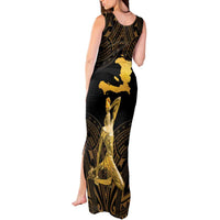 Haitian Negre Marron 1804 Tank Maxi Dress Gold Polynesian Pattern - Wonder Print Shop