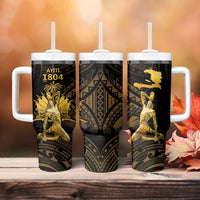 Haitian Negre Marron 1804 Tumbler With Handle Gold Polynesian Pattern - Wonder Print Shop