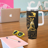 Haitian Negre Marron 1804 Tumbler With Handle Gold Polynesian Pattern - Wonder Print Shop