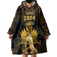 Haitian Negre Marron 1804 Wearable Blanket Hoodie Gold Polynesian Pattern - Wonder Print Shop