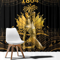 Haitian Negre Marron 1804 Window Curtain Gold Polynesian Pattern - Wonder Print Shop