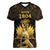 Haitian Negre Marron 1804 Women V-Neck T-Shirt Gold Polynesian Pattern - Wonder Print Shop