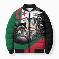 Personalized Algeria Bomber Puffer Jacket Algerian Flag With a Fennec Fox - Wonder Print Shop
