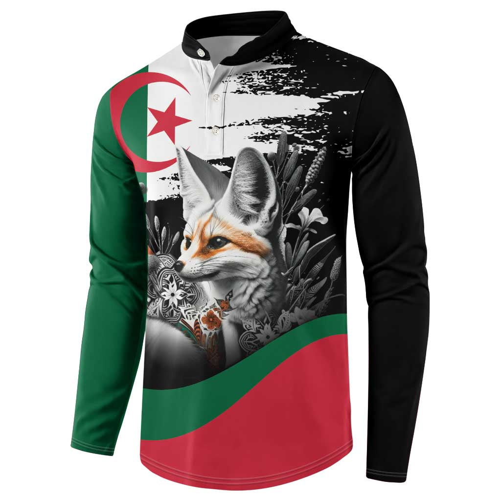 Personalized Algeria Button Sweatshirt Algerian Flag With a Fennec Fox