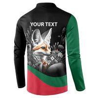Personalized Algeria Button Sweatshirt Algerian Flag With a Fennec Fox